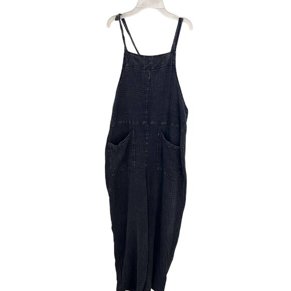 Easel Here I Am Jumpsuit Womens Sz Medium Black Washed Boho Wide Leg Sleeveless - Picture 2 of 7